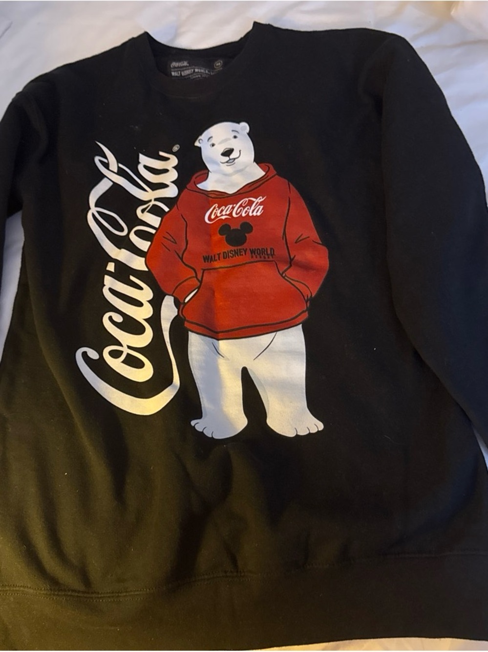 Coca Cola Black Crewneck Sweatshirt with Red Polar Bear Graphic
